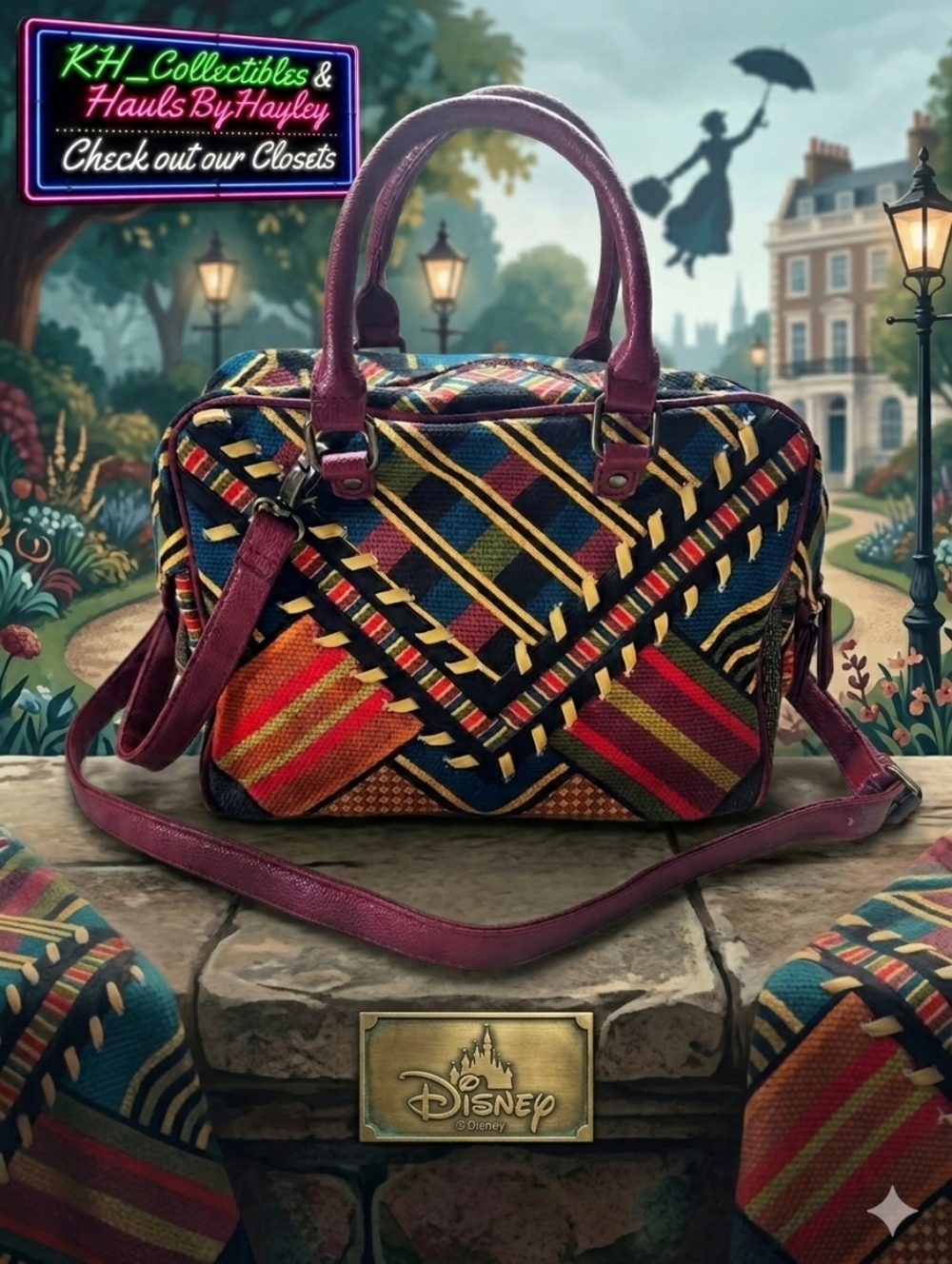 Disney Parks Mary Poppins Returns Woven Carpet Bag Satchel Crossbody Purse Boho